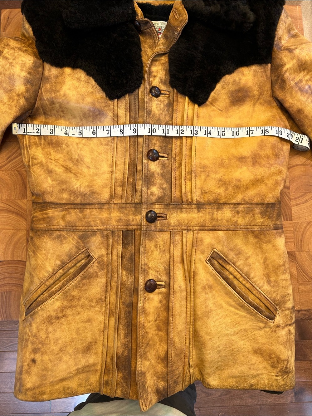 Vintage 1970s Adam & Eve Shearling Leather Rancher Western Coat 42 - Picture 6 of 6